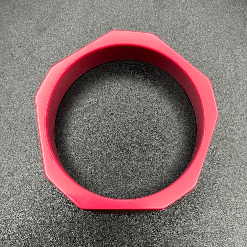 Vintage Bangle Bracelet Hot Pink Chunky Faceted Plastic Size 8" - Picture 4 of 7